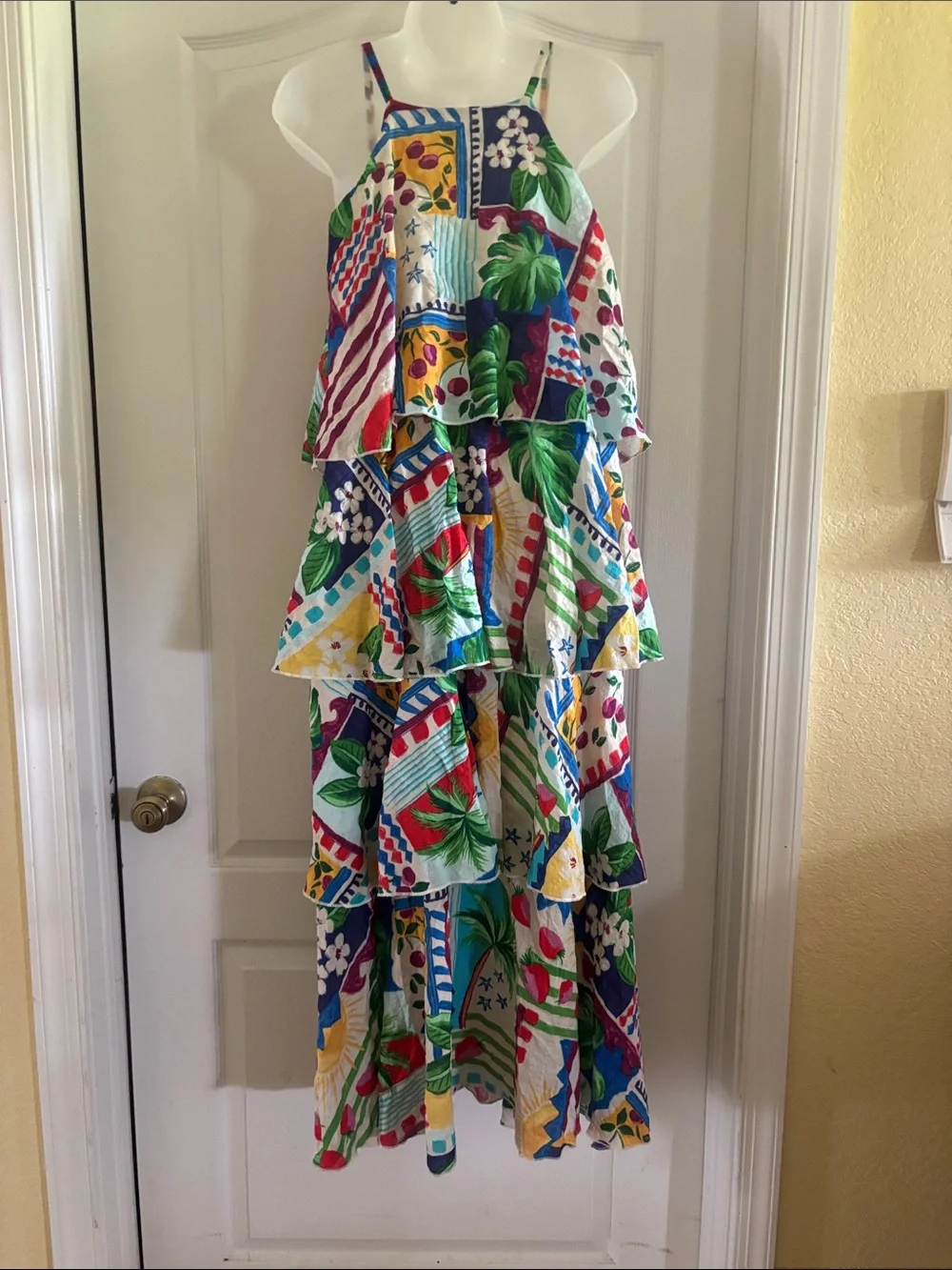 Blakeley S/M Tropical Multi-Color Tiered Maxi Dress